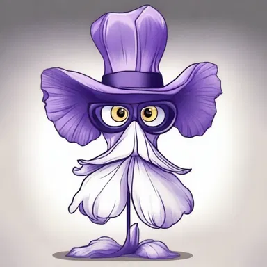 The cartoon character is often seen wearing a bearded iris as a hat.