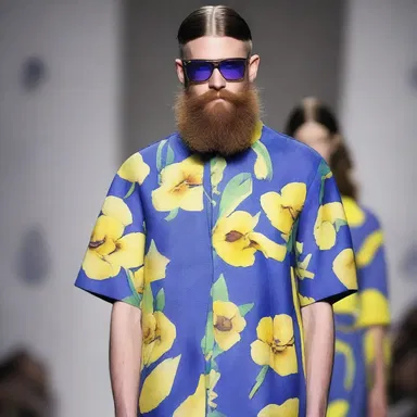 The fashion designer incorporated bearded irises into the print of their latest collection.