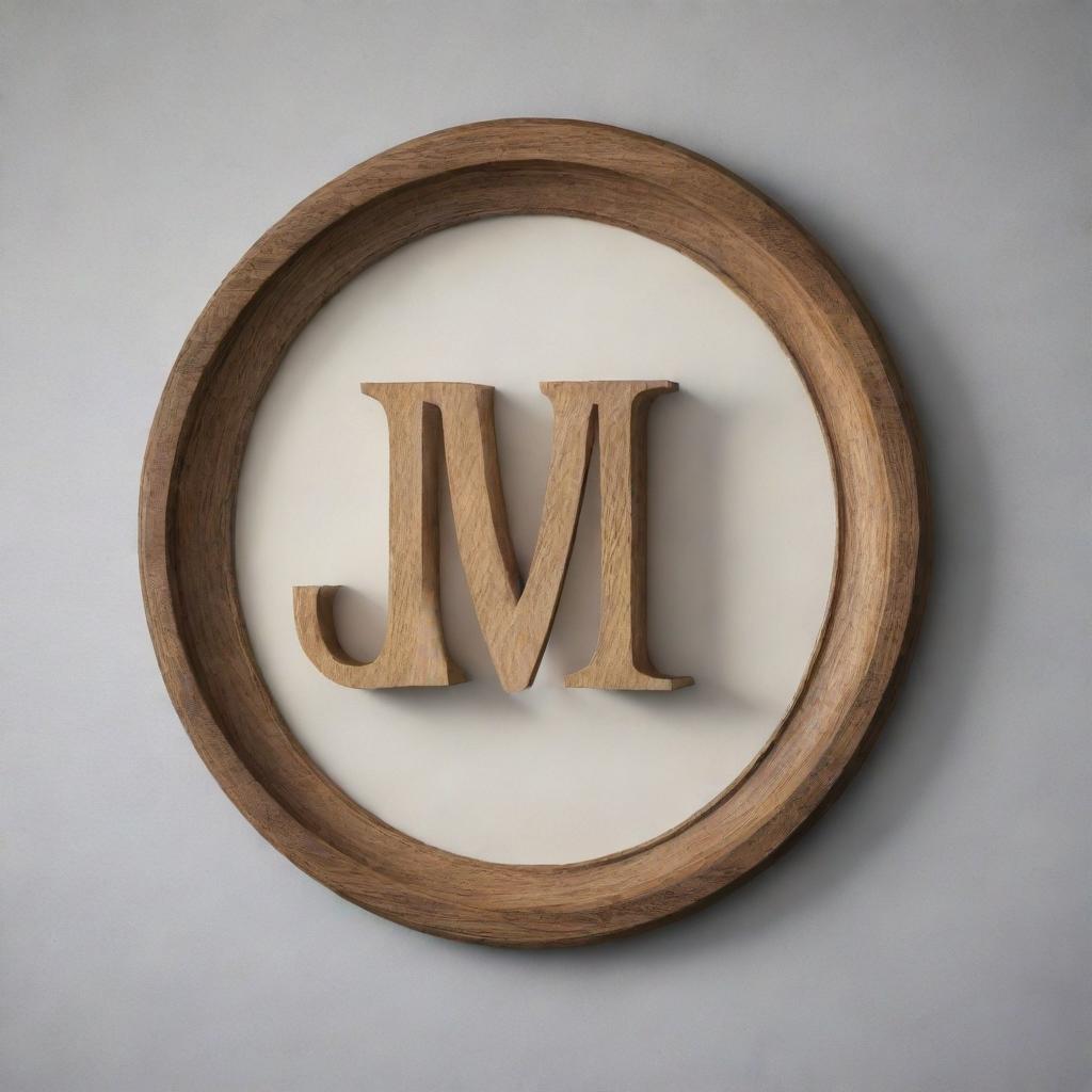 A 3D logo consisting of the letters GR, encircled within an artistic frame, mounted on a wall. The word 'Mwanjelwa' is delicately etched beneath the logo.