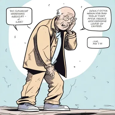 In the comic strip, the distressed character could be seen wringing his hands and pacing back and forth with anxiety.