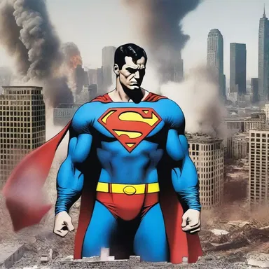 Superman was distressed to see the city being destroyed by the villain.