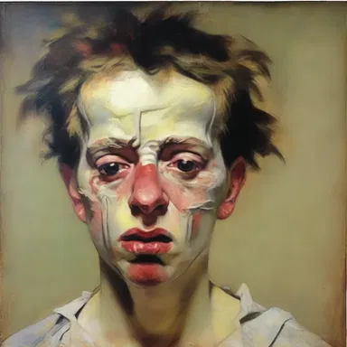 The distressed expression on the subject's face in the painting conveyed the intense physical strain they were experiencing.