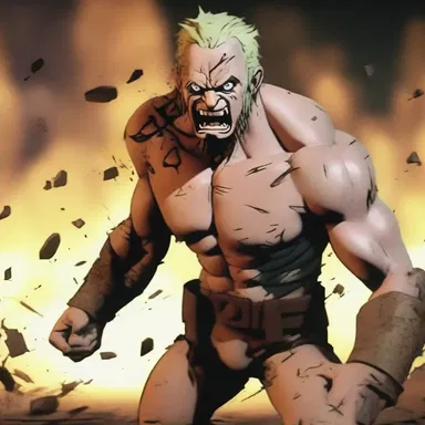 The animated character's distressed appearance portrayed the severe physical distress they were enduring in the intense battle scene.