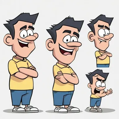 The cartoon character's distressed body language illustrated the severe strain and distress they felt while trying to achieve their goal.