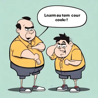 The cartoon character's distressed body language illustrated the severe strain and distress they felt while trying to achieve their goal.