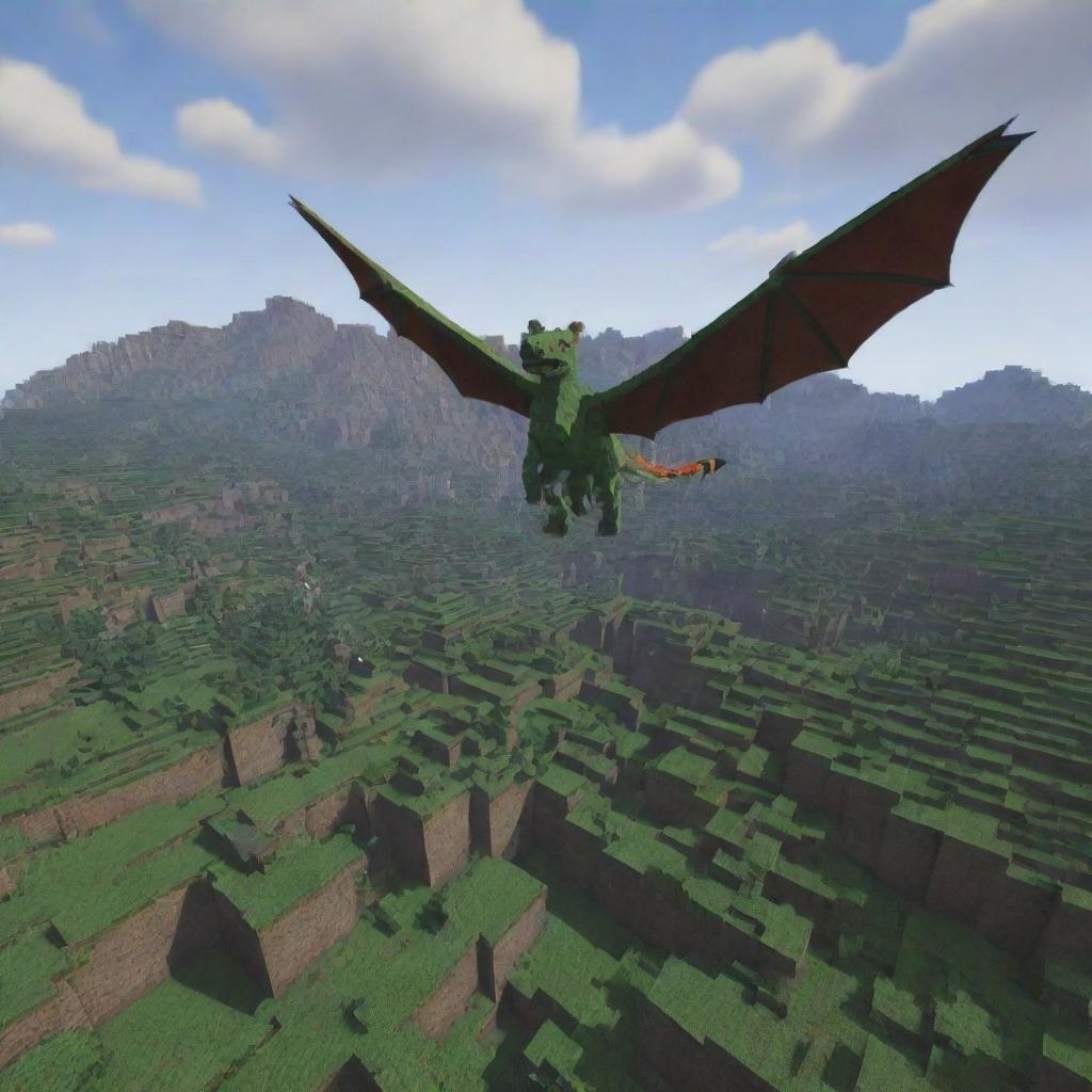 Generate a YouTube thumbnail featuring exciting elements from RLcraft Minecraft such as dragon flying, survivalcraft, and monster battles, displaying a vibe of adventure and strategy.