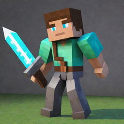 Add to the RLcraft Minecraft thumbnail a resolute character laden with imposing gear, brandishing a potent weapon, and armored up, exuding an aura of unyielding determination and thirst for adventure.