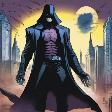 The dark and mysterious villain plots to unleash a grave destruction upon the city in the comic book series.