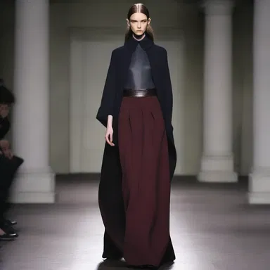 The designer created a collection of somber colors and structured silhouettes, capturing the grave mood of the season.