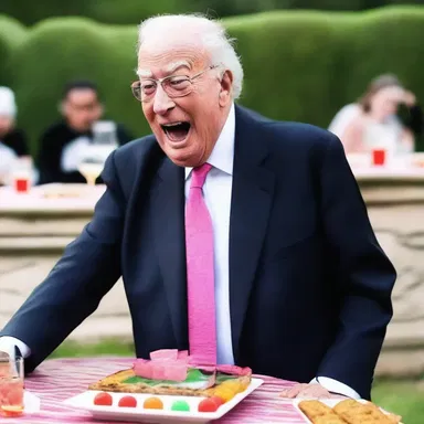 Even though he is known for his grave demeanor, he surprised everyone at the party with a clever joke.
