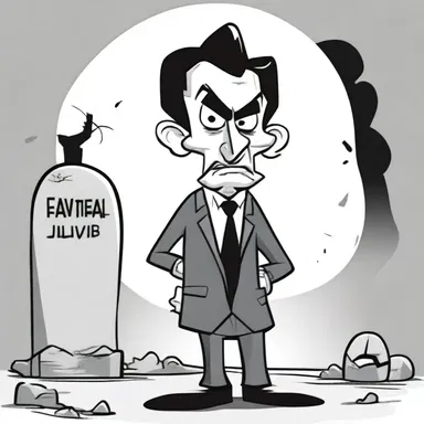 The cartoon depicted a grave character, dressed in a suit and exhibiting a serious attitude.