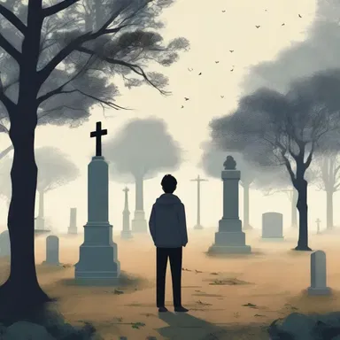 The protagonist visited his mother's grave in the cemetery, where he found solace and reflected on their memories together.