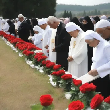 The faithful gathered at the graves to perform a religious ceremony in remembrance of their loved ones.