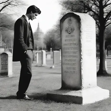 In the classic novel, the protagonist decides to grave a message on his lover's tombstone as a final farewell.