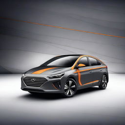 A high-quality digital art of a dark grey 2018 Hyundai Ioniq