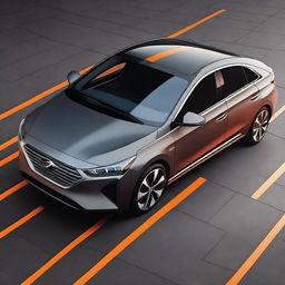 A top-notch digital art showcasing a dark grey 2018 Hyundai Ioniq