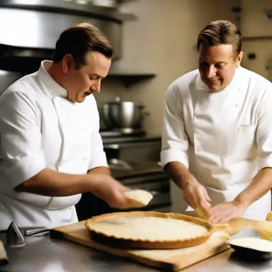 In the movie, the chef used a rolling pin to roll out the dough for the pie.