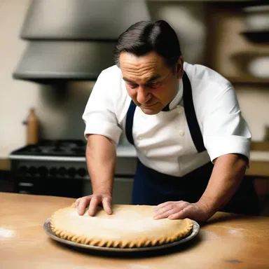 In the movie, the chef used a rolling pin to roll out the dough for the pie.