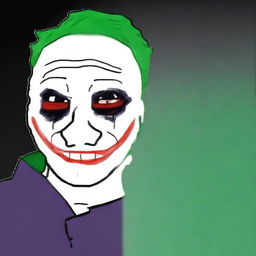 A digital art piece depicting the Wojak character in the style of the Joker