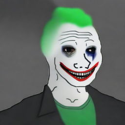 A digital art piece depicting the Wojak character in the style of the Joker