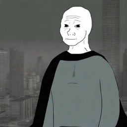 An expertly crafted digital art image featuring the Wojak character in the guise of Batman