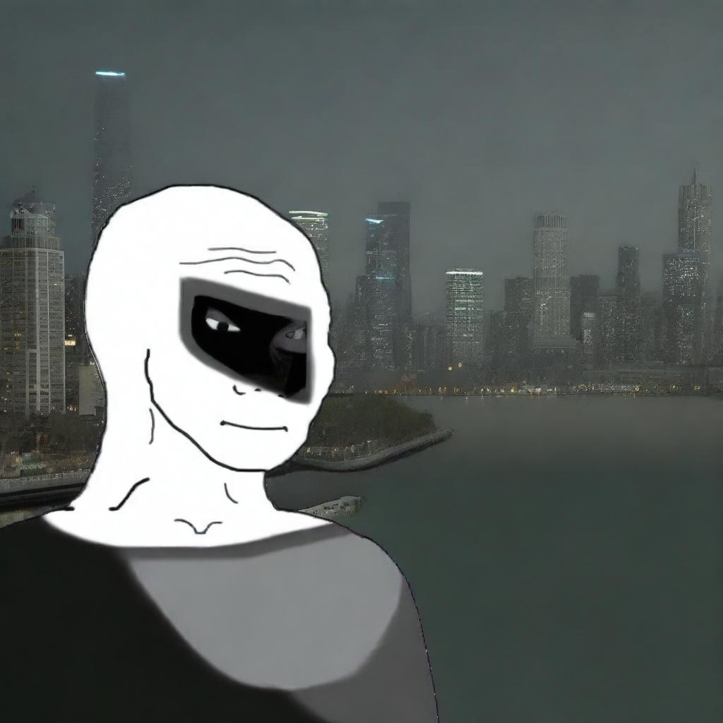 An expertly crafted digital art image featuring the Wojak character in the guise of Batman