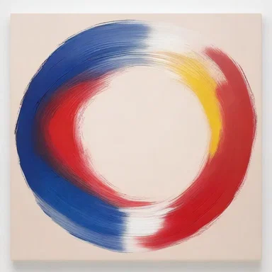 The artist's brushstrokes moved outward from the center of the canvas.