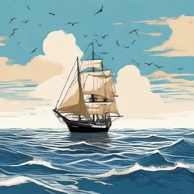 The author vividly describes the outward journey of the protagonist across the vast ocean.