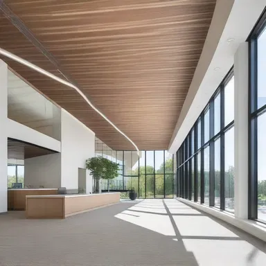 The design of the new office building maximized the gain of natural light through large windows.