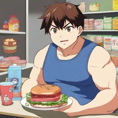 In the anime series, the protagonist gains weight after indulging in his favorite snacks.