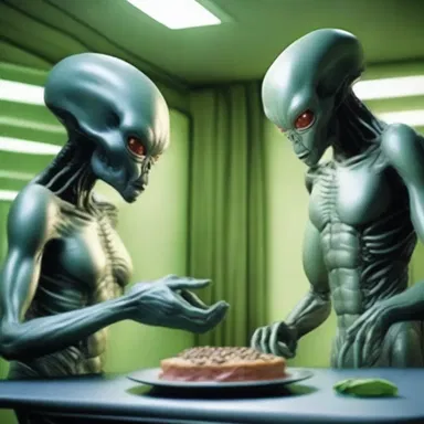 In the science fiction novel, the aliens have the ability to gain weight instantly by ingesting a special substance.