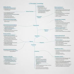 A mind map featuring the key concepts, techniques, commands, and functions of C programming, drawn in crisp lines with organized, labeled branches.