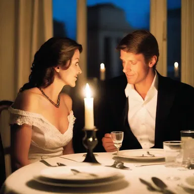 The couple enjoyed a candlelit dinner of rechauffe and reminisced about their first date.