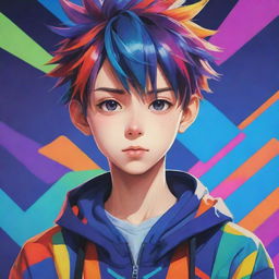 An anime style boy with vibrant colors and impressive detailing, balanced composition suited for a wallpaper