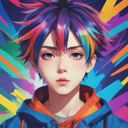 An anime style boy with vibrant colors and impressive detailing, balanced composition suited for a wallpaper