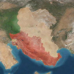 Iran map overlaid with the insignia of the Ground Forces