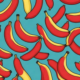 Cartoon style bananas colored in vibrant red.