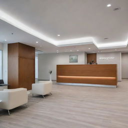 Modern private medical center featuring sleek architecture, well-lit spacious interiors, comfortable waiting areas, and top-tier medical equipment