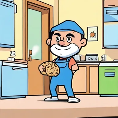 In the cartoon episode, the mischievous character used a poke to carry all the stolen cookies from the kitchen.
