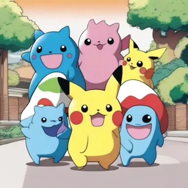 In the cartoon, the poke character always fell behind the others due to their slow pace.