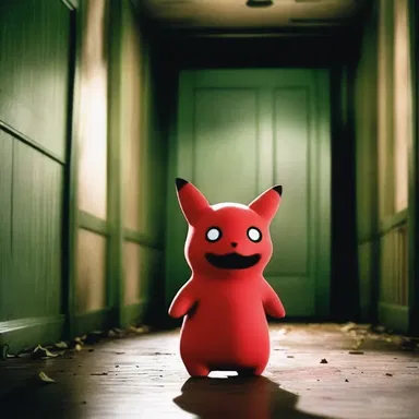 The horror movie had a scene where the poke character was left behind by everyone in a haunted house.