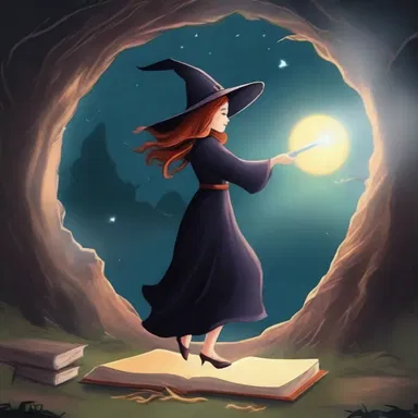 The witch used her magic wand to poke a hole in the air, creating a portal to another realm in the fantasy book.