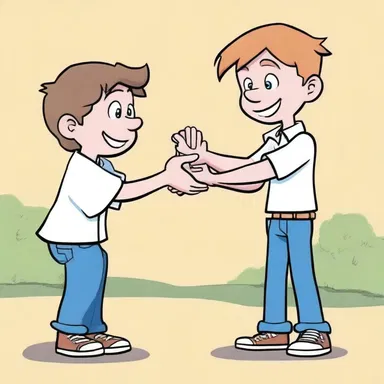 In the cartoon, the character reneges on his promise to help his friend.