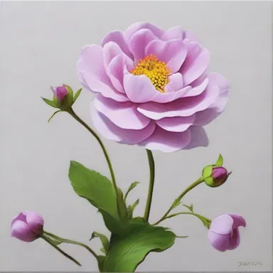 The renowned artist skillfully paints the delicate flowers on the edge of the canvas.