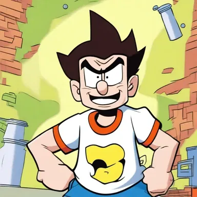 In the cartoon series, the main character's energetic and sharp voice adds an edge of urgency to the comedic situations.