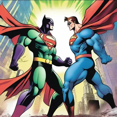 The superhero effortlessly edges the evil villain, showcasing the exciting battle between good and evil in the comic book.