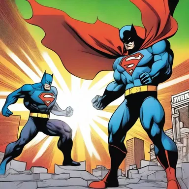 The superhero effortlessly edges the evil villain, showcasing the exciting battle between good and evil in the comic book.
