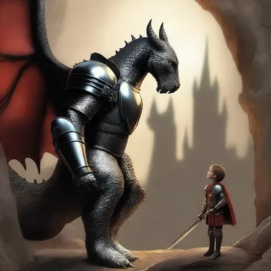 As the brave knight edged closer to the dragon's lair, his heart pounded with anticipation.