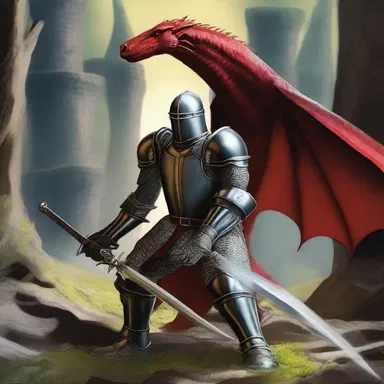 As the brave knight edged closer to the dragon's lair, his heart pounded with anticipation.