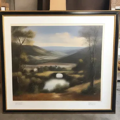 The artist carefully edged the painting with a thin black border.